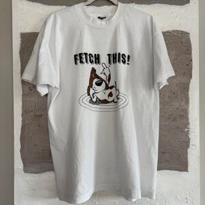 Screen-stars Vintage 90s dog graphic t-shirt  "FETCH THIS"